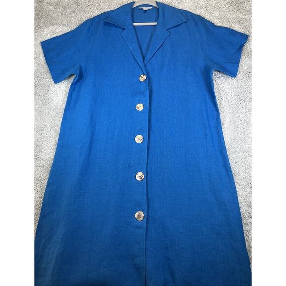 Courtney Washington Women Blue Long 100% Silk Jacket Lagenlook Boho Coastal Med‎ - Picture 1 of 11